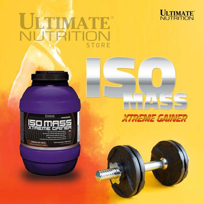 Ultimate Nutrition ISO Mass Xtreme Gainer suplemen fitness / suplemen gym / suplemen protein penambah massa otot - Chocolate Milkshake, 10 lb