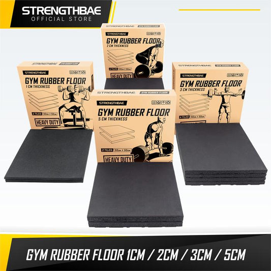 Rubber Gym Floor STRENGTHBAE Karpet Lantai Flooring Mat 1cm 2cm 3cm - 100 x 100 (1pc), 5cm Thickness