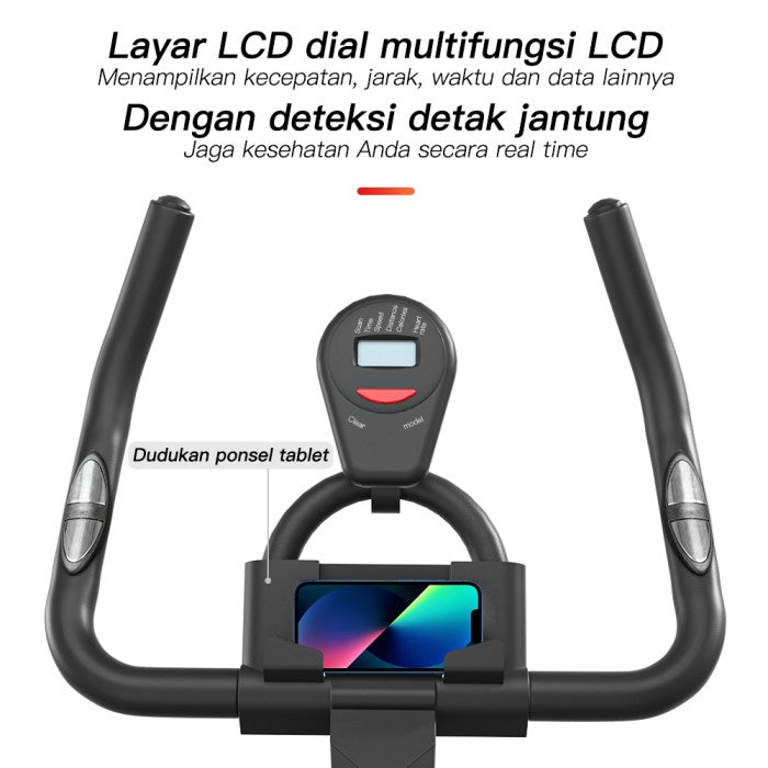 OneTwoFit Spinning Bike LCD Monitor Adjustable Seat 8KG Flying Wheel Exercise Bike Alat Gym Sepeda Statis
