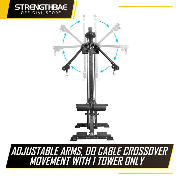Compact Cable Crossover STRENGTHBAE Single Cable Tower Pulley Cross Over Trainer All in One 1 Gym Fitness