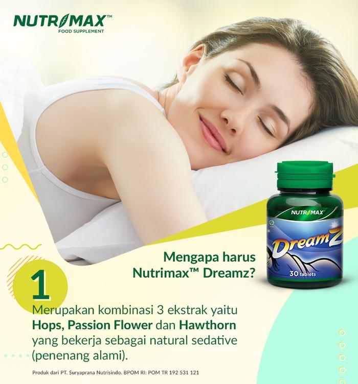Nutrimax Dreamz 30 Tablet untuk Tidur yang Berkualitas Insomnia Jet Lag Tekanan Darah Tinggi