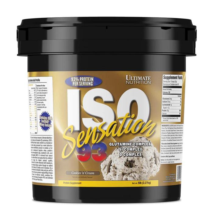 Ultimate Nutrition ISO Sensation suplemen fitness / suplemen gym / suplemen protein penambah massa otot - Chocolate Fudge, 5 lb
