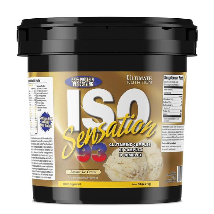 Ultimate Nutrition ISO Sensation suplemen fitness / suplemen gym / suplemen protein penambah massa otot - Chocolate Fudge, 5 lb