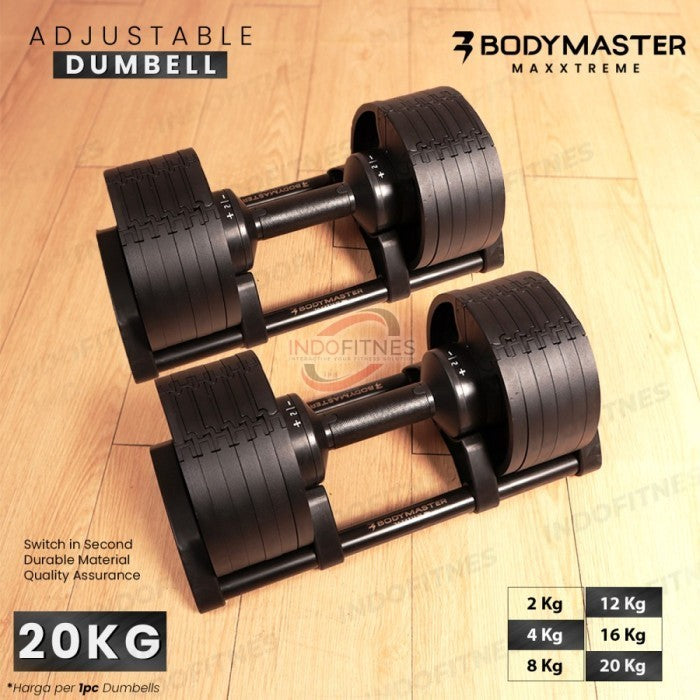 BODYMASTER MAXXTREME 32KG BM-A035 Original Adjustable Dumbell Barbell - BDMS RACK, KURIR TOPED