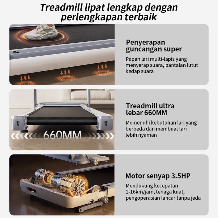 OneTwoFit Treadmill Listrik 3.5HP Alat Fitness Treadmill Auto Incline Multifungsi Treadmill