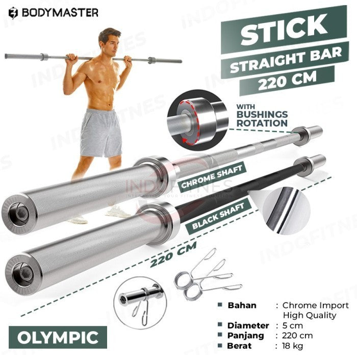 BODYMASTER Stick Gym 5 CM Barbell Olympic Curl Bar Fitnes Dumbell  - BAR 50/5CM, KARGO/BLM ONGKR