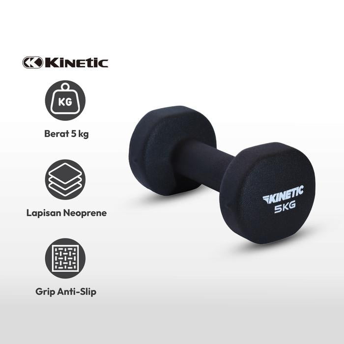 KINETIC DUMBBELL NEOPRENE 5 KG - HITAM
