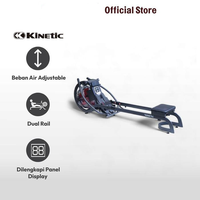 Kinetic Water Rowing Machine - Abu-Abu Alat Fitness Dayung Peralatan Gym Besar Perlengkapan Fitnes Indoor Static Rowing