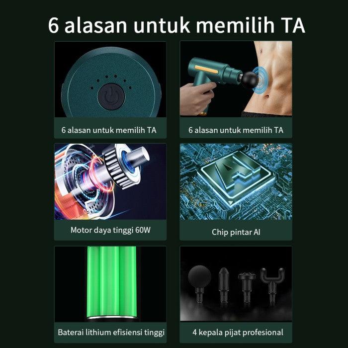 OneTwoFit Massage Gun Portable Fascial Gun Muscle Electric Alat Pijat