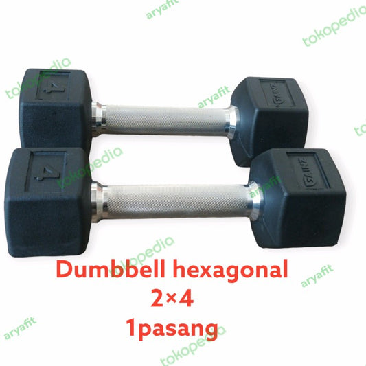 Dumbbell Hexagonal Rubber 2×4kg