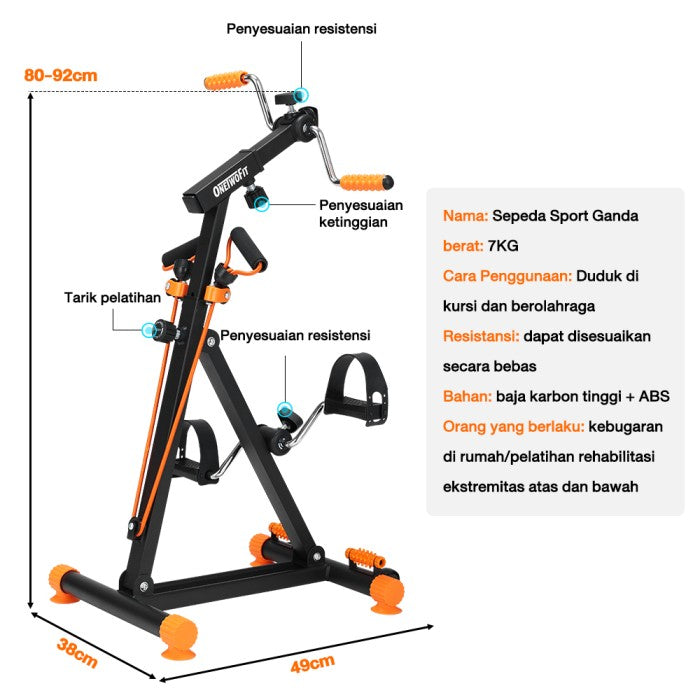 OneTwoFit Sepeda Statis Terapi Kaki dan Tangan Penderita Stroke Alat Olahraga