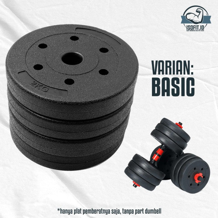 Plat Dumbell Set / Plat Pemberat Dumbell bahan Semen + PVC - ROUND, 3 KG