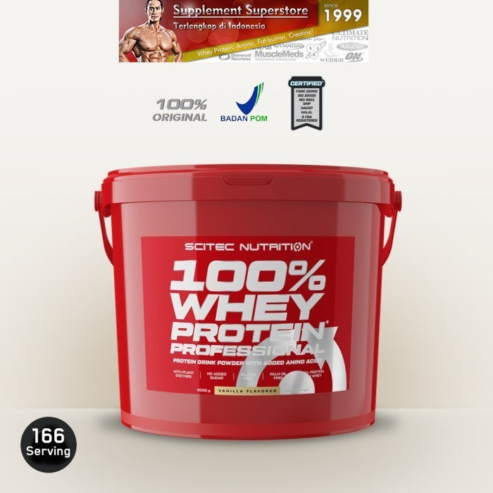 Scitec - WHEY PROTEIN PROFESSIONAL 5000Gram - Vanilla - Tanpa bonus