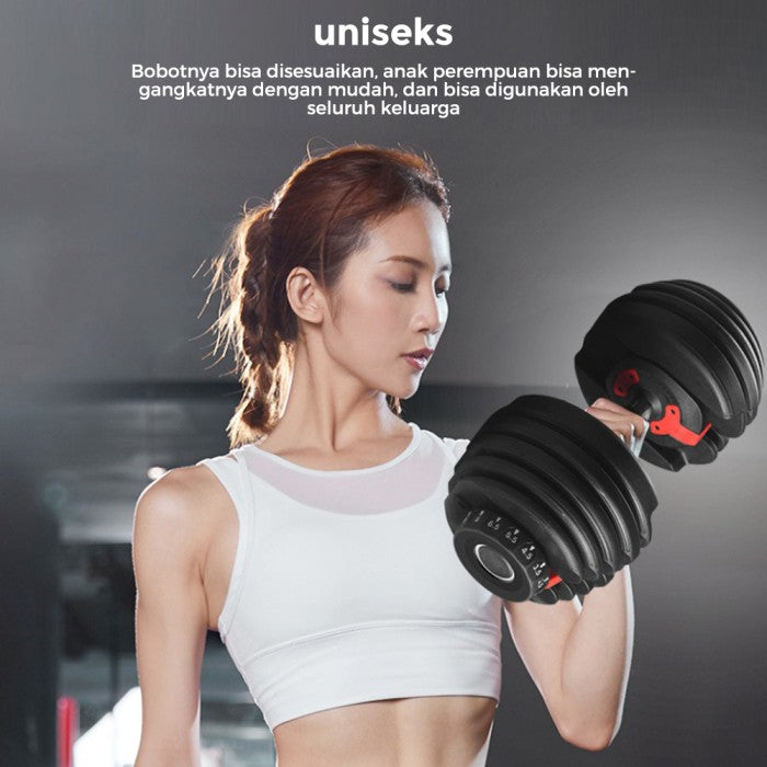 OneTwoFit Adjustable Dumbell Barbell Alat Fitness Set 24kg 15 level Adjustable Barbel Fitness