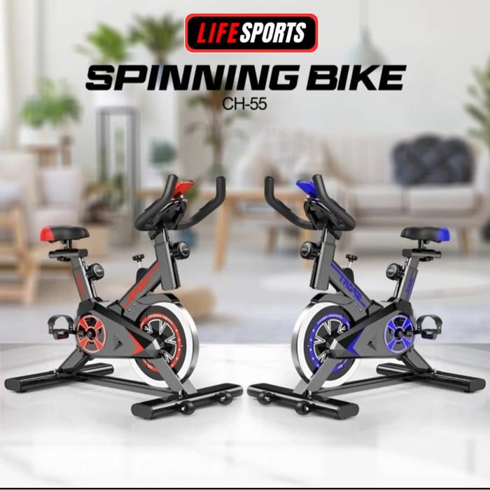 Spining bike lifesports  LS CH-55 Sepeda olahraga rumahan untuk ruangan - Hitam