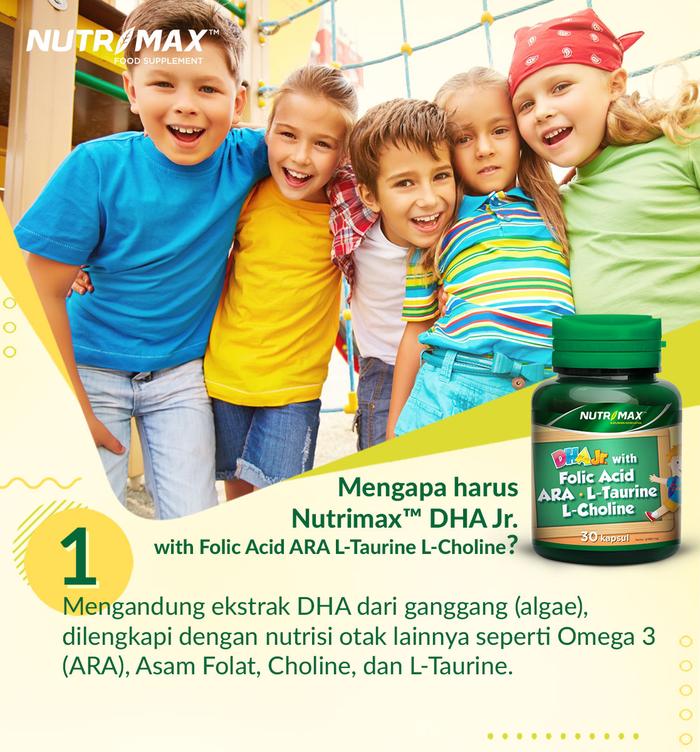 Nutrimax Junior + DHA Isi 30 Naturecaps Nutrisi Otak Anak acid folic