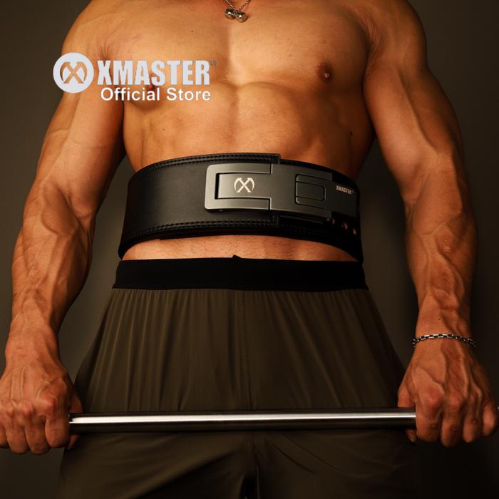 XMASTER Powerlifting Lever Belt 13mm - Genuine Leather Powerlifting Strength Gym Deadlift Squat Sabuk Pinggang untuk Gym dan Powerlifting - Grey S