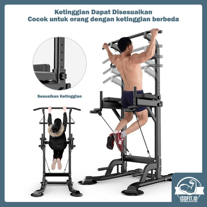 All In One Adjustable Premium Pull Up / Dipping Hanging Bar - Hitam