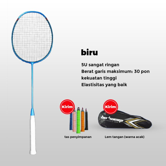 OneTwoFit Raket Badminton Full Carbon 30Lbs 78G Kirim Tas penyimpanan - Biru