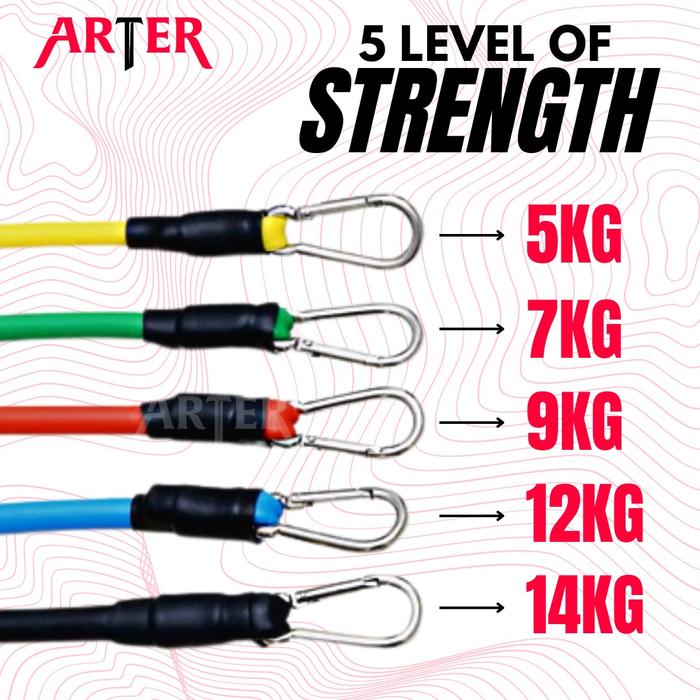 ARTER Pro Resistance Band Resistant Tube Full Set Gym Yoga Pilates