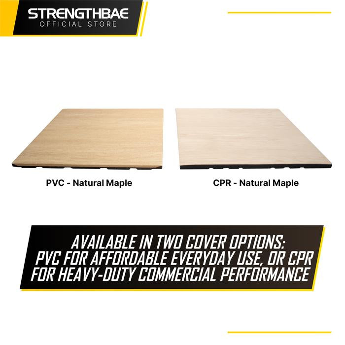 Rubber Mat Gym Flooring Wood Texture STRENGTHBAE Karpet Lantai Corak Kayu Fitness Floor Wooden Pattern Heavy Duty Commercial - Natural Maple PVC