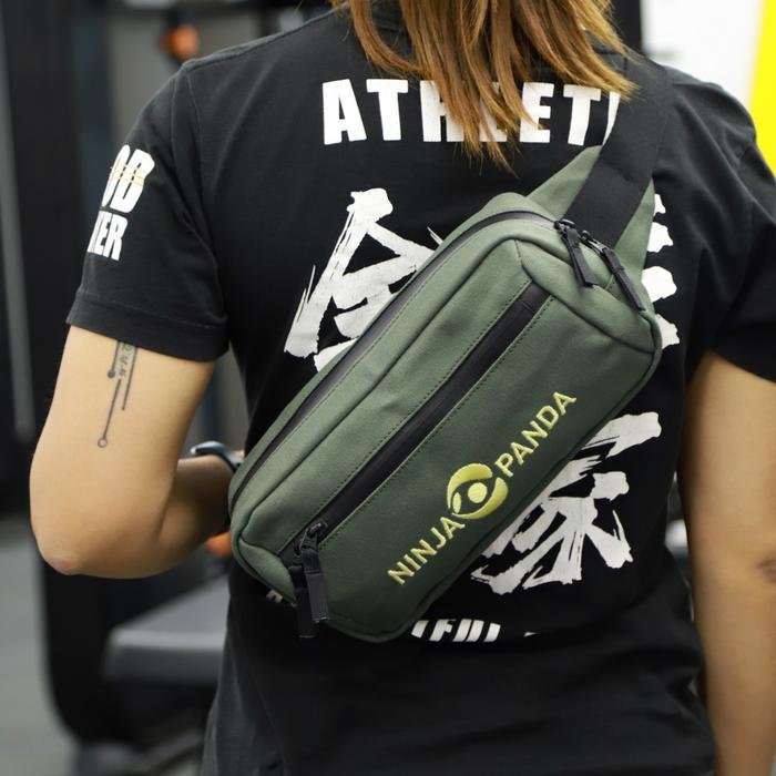 NINJA PANDA Waist Bag CrossFit NOBULL, Running Hiking Sports Waterproof Waxed Canvas ROGUE, ELEIKO Tas - Polar Grey