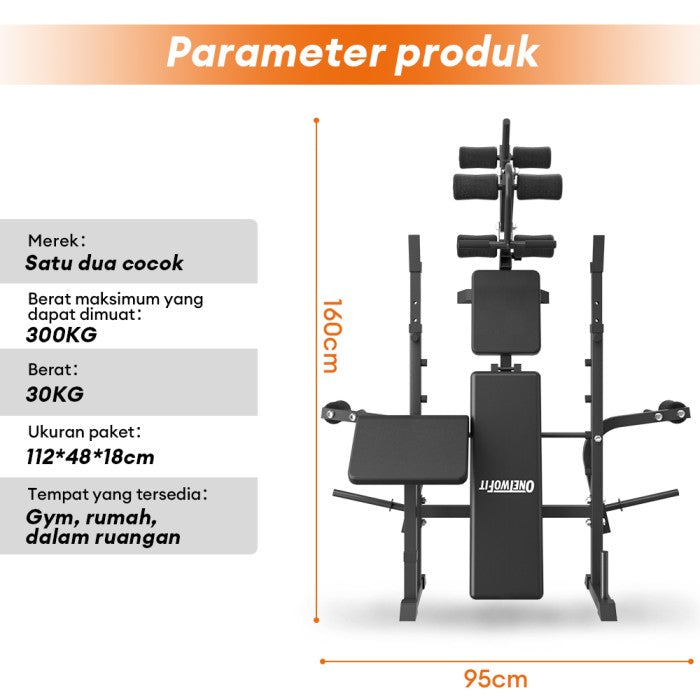 OneTwoFit New Bench Press Weightlifting Bench Adjustable Multi Gym Weight Bench Dumbbell Stool