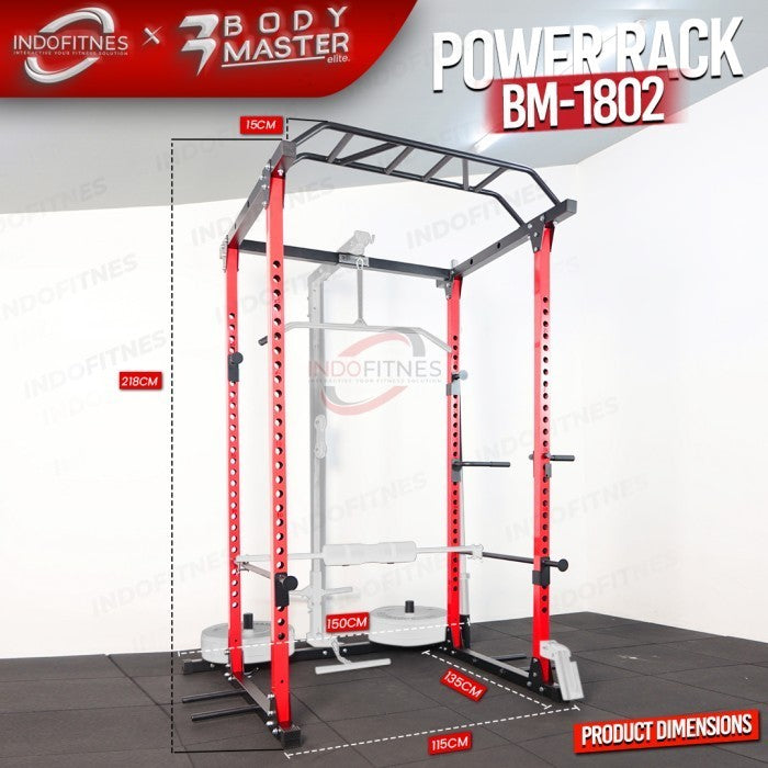 BODYMASTER PAKET Power Rack BM-1801 + Stick Bar 200/218cm + Beban Besi - LANDMINE + TBAR, BELUM ONGKIR