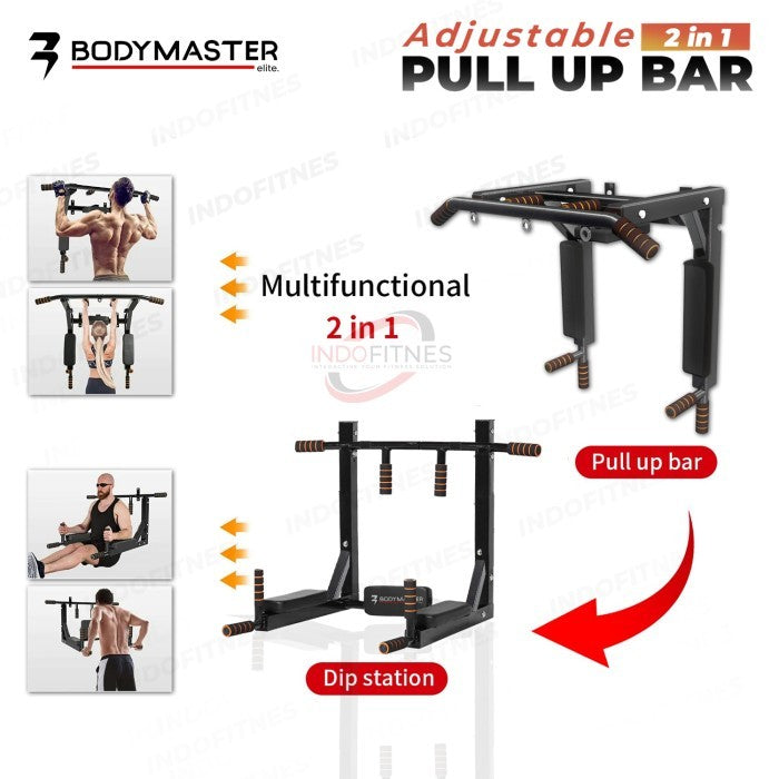 BODYMASTER Adjustable Pull Up Bar BM-P062 Wall Mount Portable Dipping