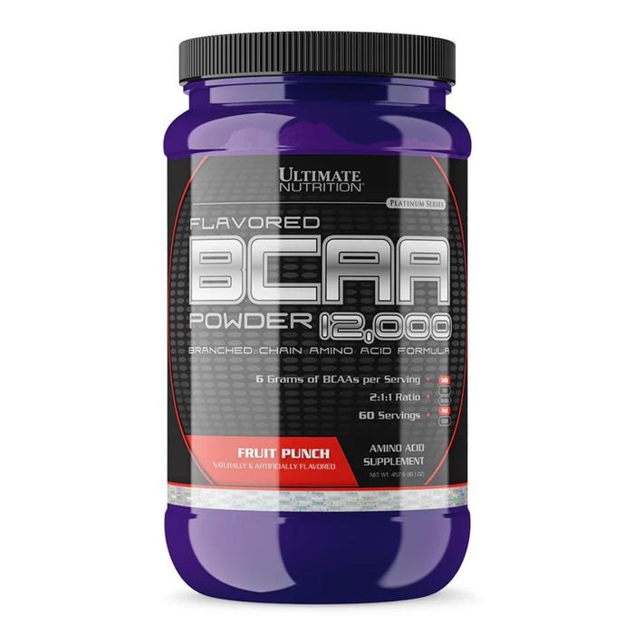 Ultimate Nutrition Flavored BCAA 12,000 suplemen fitness / suplemen gym / suplemen protein penambah massa otot - Fruit Punch, 475 gr