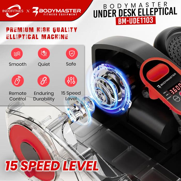 BODYMASTER Under Desk Elliptical Bike Leg Trainer Otomatis Manual Pedal Exerciser Olahraga Kaki 2in1