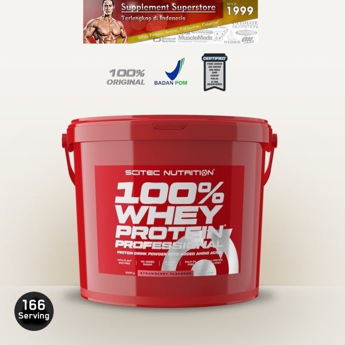 Scitec - WHEY PROTEIN PROFESSIONAL 5000Gram - Strawberry - Tanpa bonus