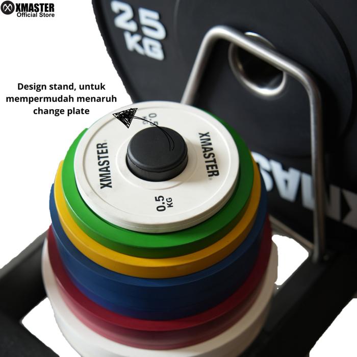 XMASTER Plate Storage Trolley Pro Stainless Steel Adjustable Holder 4 Roda Gym Komersial Crossfit - Trolley 2 Wheel