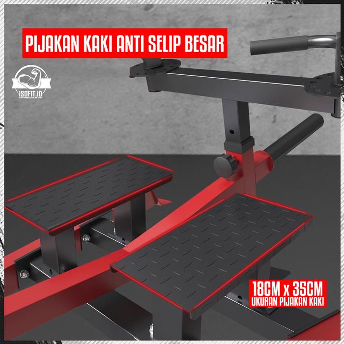 T-Bar Rowing Machine / Deadlift Machine - Penguat Punggung Bermuatan Pelat dengan Pegangan yang Dapat Diputar & Beberapa Posisi