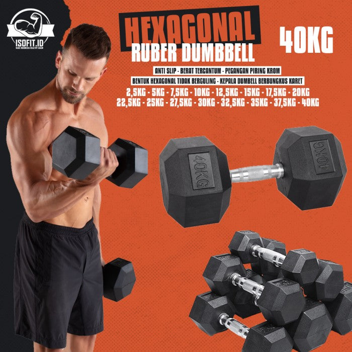 Hex Rubber Dumbell / Barbel Hexagonal Karet - 2,5 KG