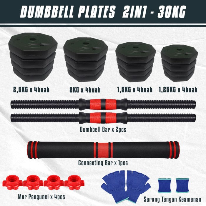 DUMBELL SET / Barbel / Alat Angkat Beban / Alat Fitness - TRI 2IN1-20KG