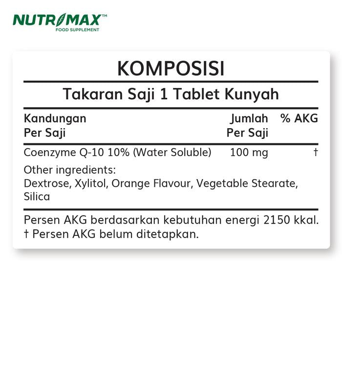 Nutrimax Coenzyme Q-10 30 Tablet Kunyah