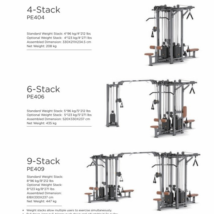 AnyFit ANYFIT PE404 4-STACK STATION Weight Stack: 124 kg/273 lbs