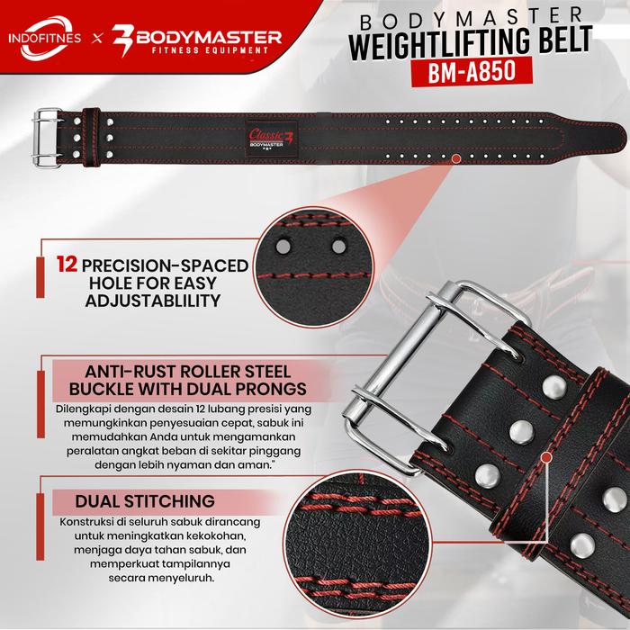 BODYMASTER Gym Belt BM-WB850 Classic Style Prong Weightlifting Belt Fitness Belt Squat Bench Deadlift SBD - S