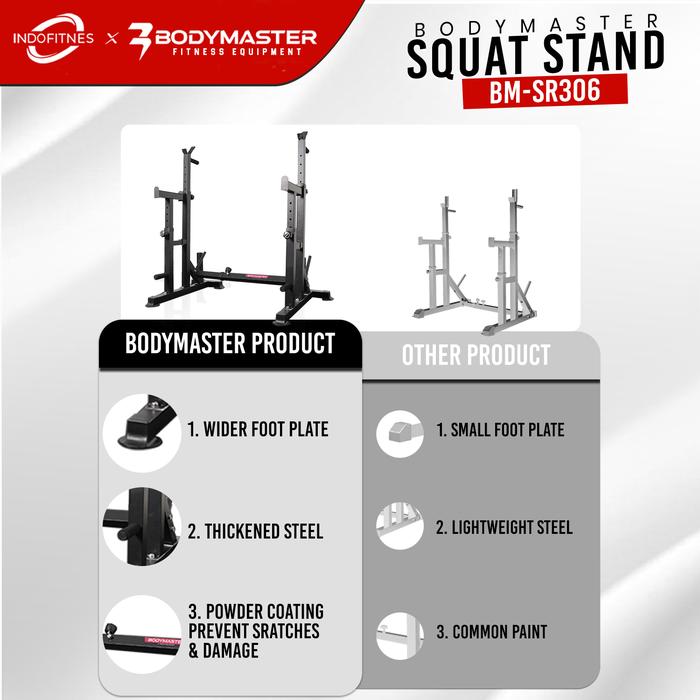 BODYMASTER Squat Stand BM-SR306, Squat Rack Bench Press Home Gym Barbell Tiang Workout