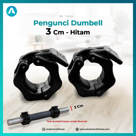 [3CM] Pengunci Adjustable Dumbell / Dumbel Collar Lock - HITAM