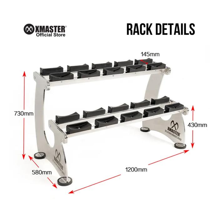 XMASTER CPU Dumbbell 2.5kg-25kg Set + Rack - Round 2,5~25kg