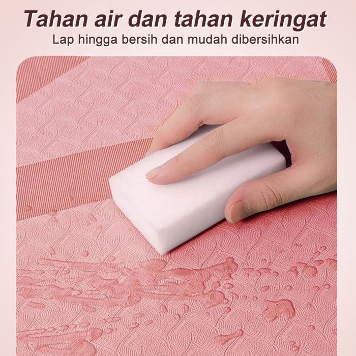 OneTwoFit TPE Yoga Mat 8MM Printing Matras Yoga Premium Eco Friendly Matras Olahraga - bunga biru