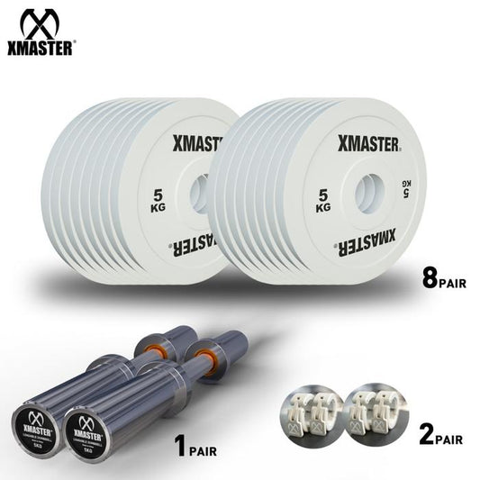 XMASTER Loadable Dumbbell Set Fleksibel dengan Rasa Barbel Berat Adjustable 120KG untuk Fitness Gym CrossFit Training ROGUE ELEIKO - 45Kg each 2pc