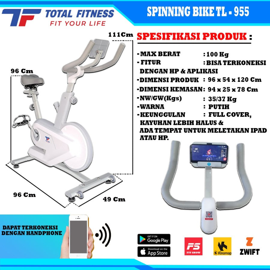 Spinning Bike TL-955 - Sepeda Statis Original Total Health Gym