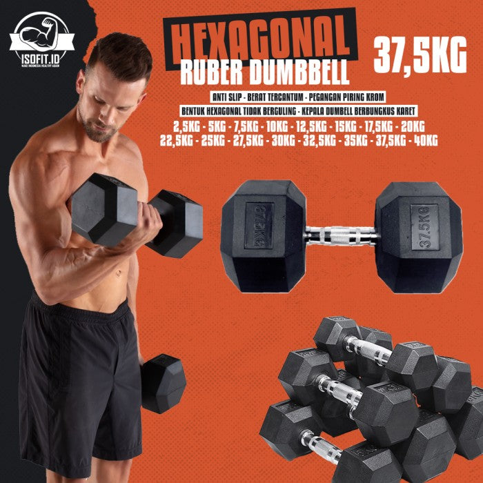 Hex Rubber Dumbell / Barbel Hexagonal Karet - 2,5 KG