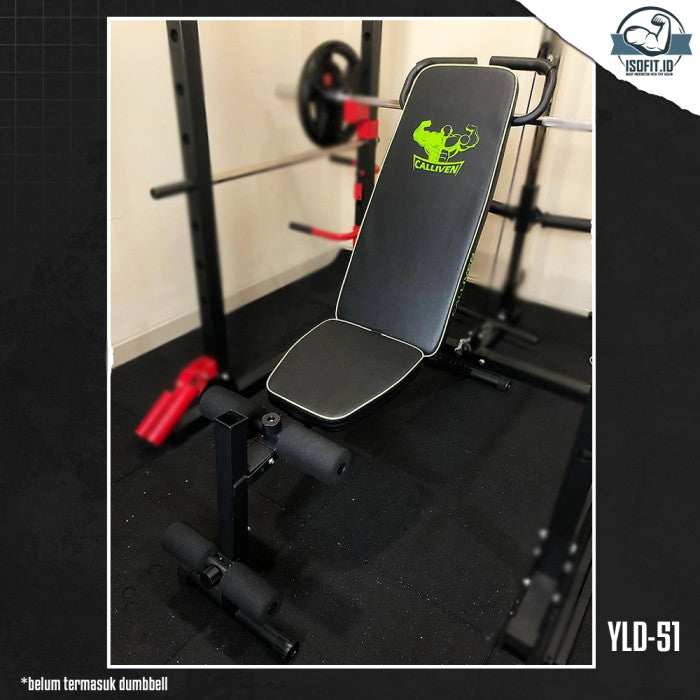 Adjustable Bench Press / Kursi Gym Multifungsi / Kursi Latihan Kebugaran dengan tali resistensi - YLD-51