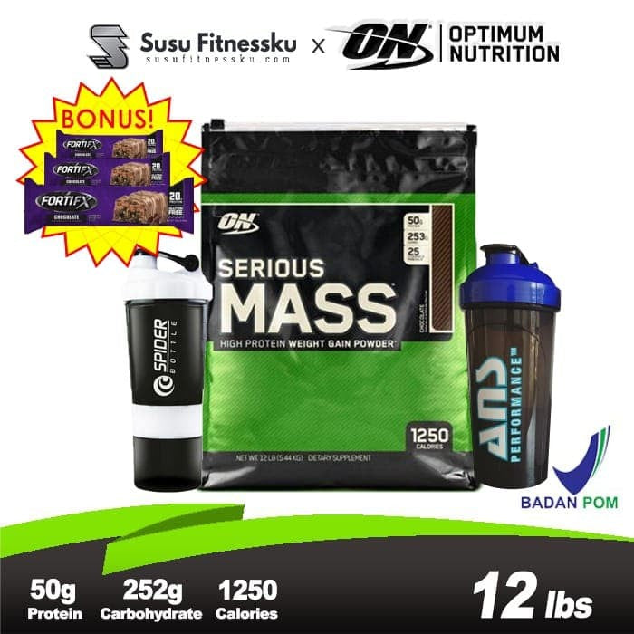 ON Serious Mass 12 lbs Seriousmass Gainer - Vanila, Bonus Shaker