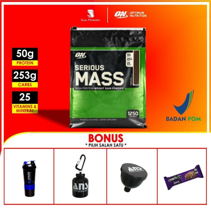 ON Serious Mass 12 lbs Seriousmass Gainer - Vanila, Bonus Shaker