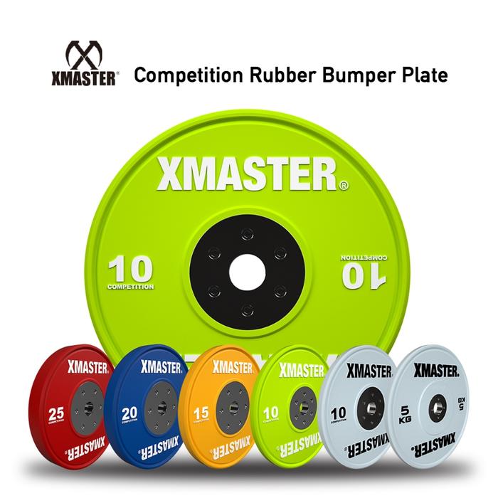 XMASTER Plate Bumper Urethane Kompetisi IWF 5kg-25kg Standar Gym CrossFit Strength ROGUE ELEIKO Hijau Kuning Biru Merah - 10kg Competition